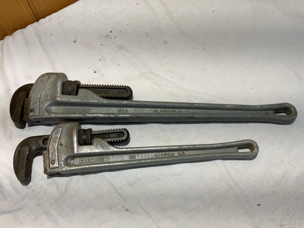 24” & 18” Ridgid aluminum pipe wrenches