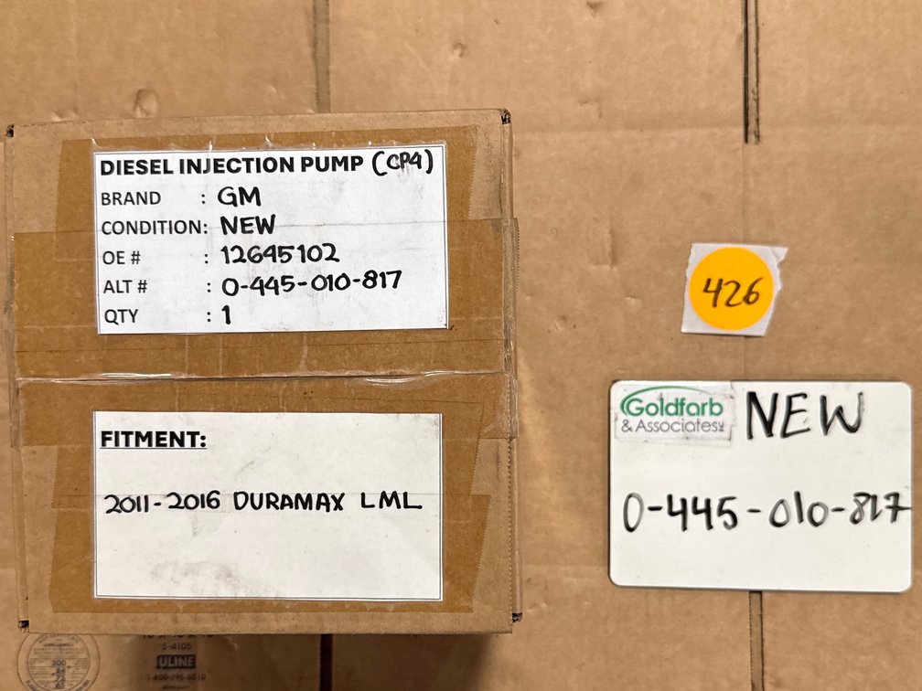 0-445-010-817 (12658095) New  Bosch CP4 Injection Pump fits 2011-2016 GM Duramax LML/LGH Engine