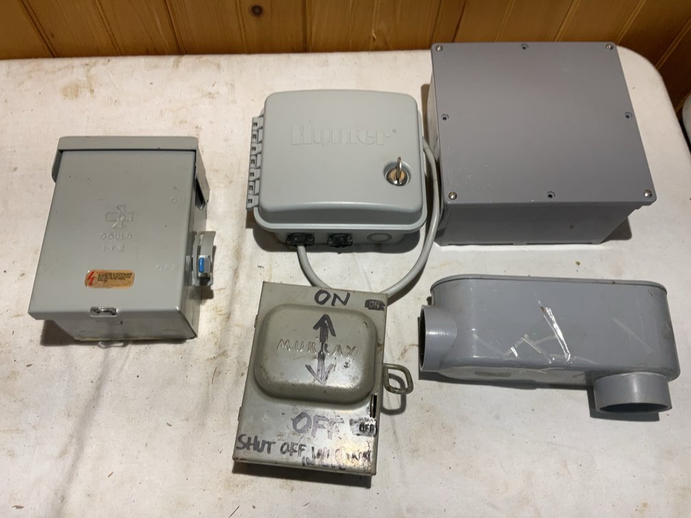 Miscellaneous metal and plastic electrical boxes and connectors