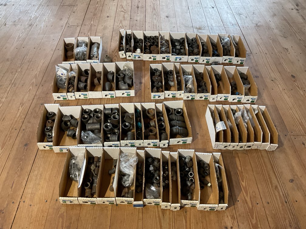 Large amount of black pipe fittings
