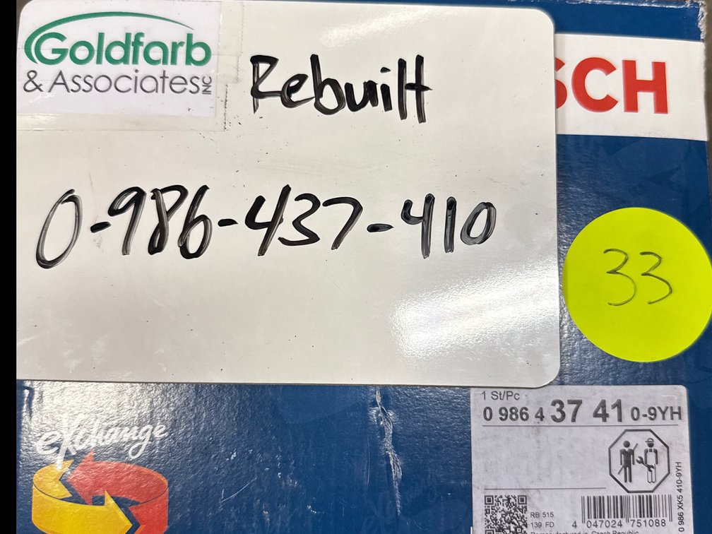 0-986-437-410 (0-445-010-508; 03L130755A) Rebuilt Bosch CP4 injection Pump Fits Audi/Seat/VW 2.0L CR Engine
