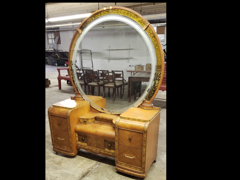 Art Deco Antique Waterfall Vanity Dresser