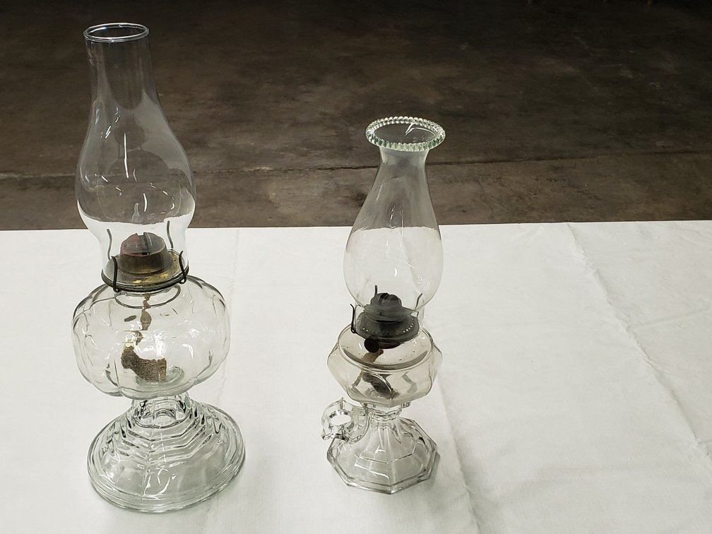 2 Glass Oil Lamps