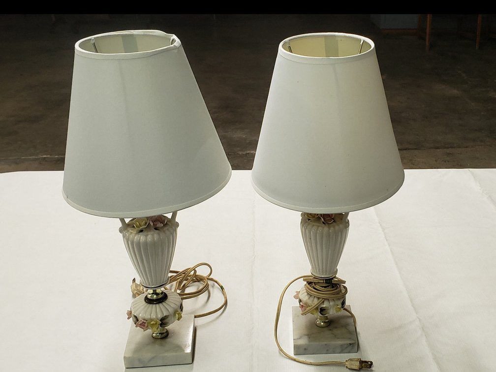 2 Marble Based Ornate Lamps 
