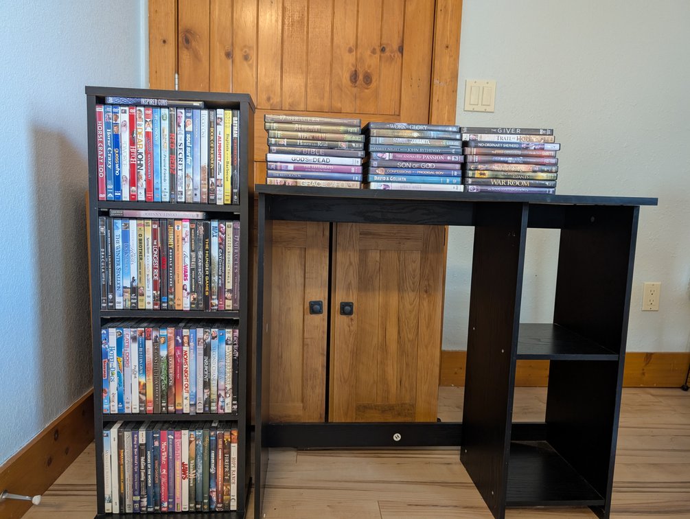 Desk & DVDs w/Stand