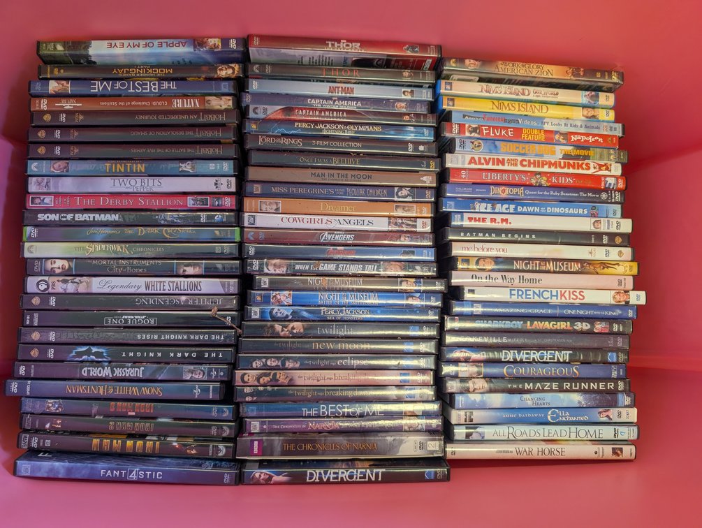 Tote of DVDs