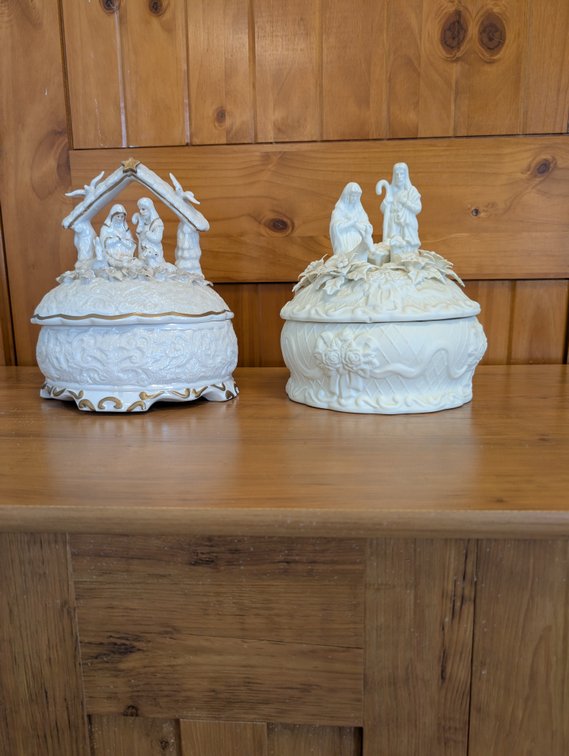 2 Vintage Nativity Treasure Boxes