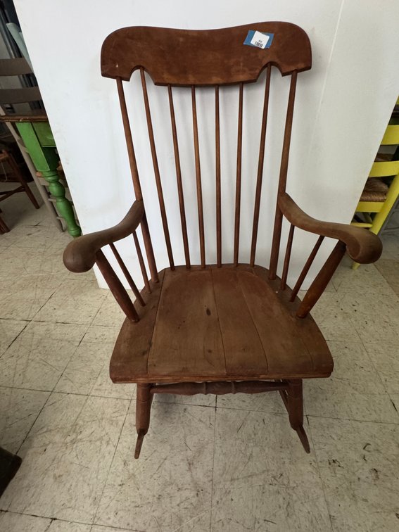 Wooden Spindle-Back Rocking Chair