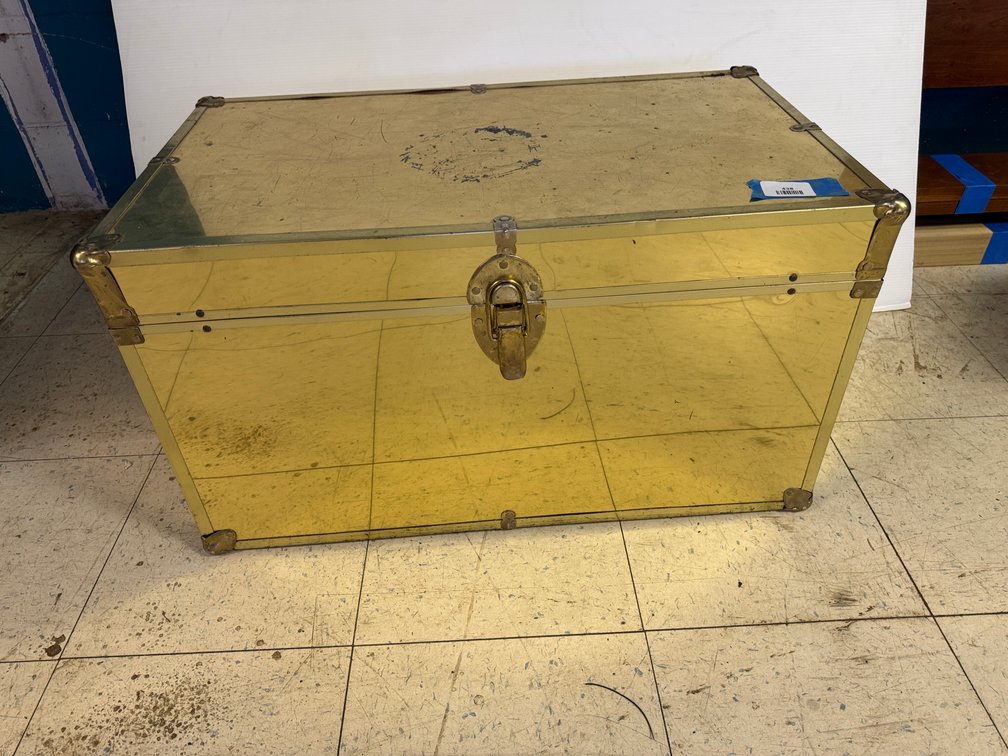 Polished Brass-Tone Metal Storage Trunk