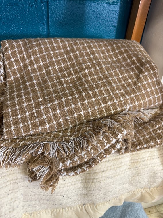 Woven Fringed Throw and Satin Trim Ribbed Blanket
