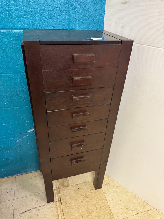 Seven-Drawer Standing Wood Jewelry Armoire