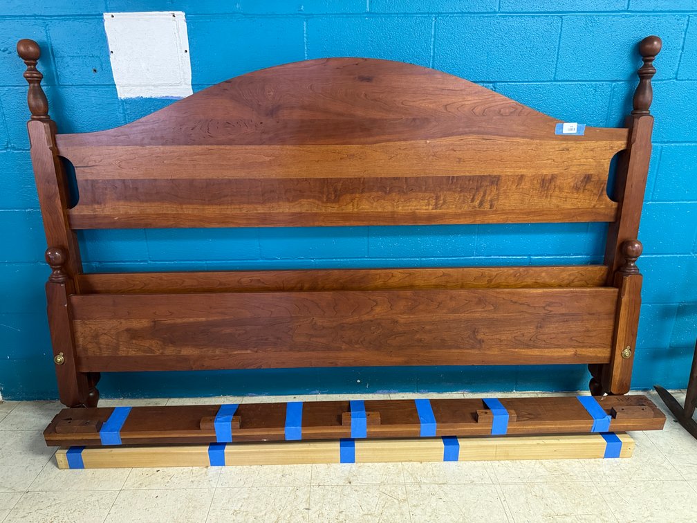 Wood Bed Frame with Arched Headboard and Footboard