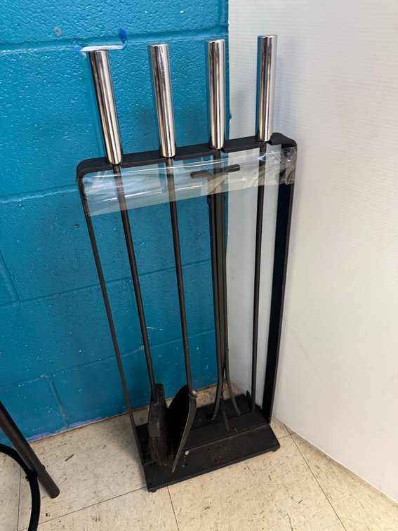 Five-Piece Metal Fireplace Tool Set with Stand
