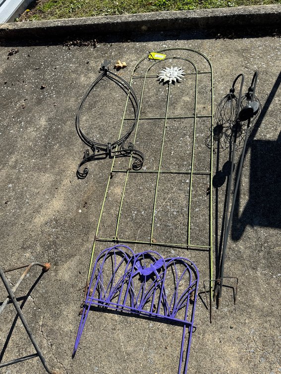 Metal Garden Trellis, Border Fence, Stand, and Solar Lights