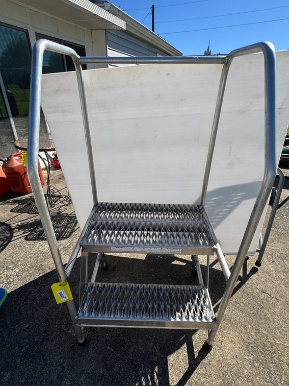 Aluminum 2-Step Rolling Safety Ladder with Handrails