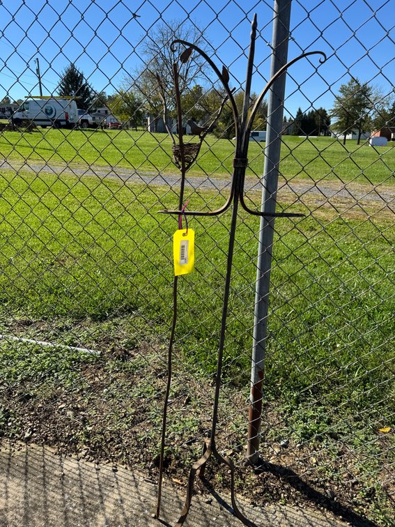 Wrought Metal Garden Plant Hanger and Bird Stake