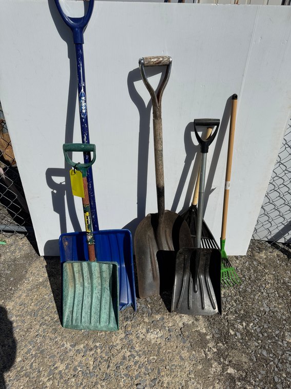 Snow Shovels, Scoop Shovels, and Garden Rakes