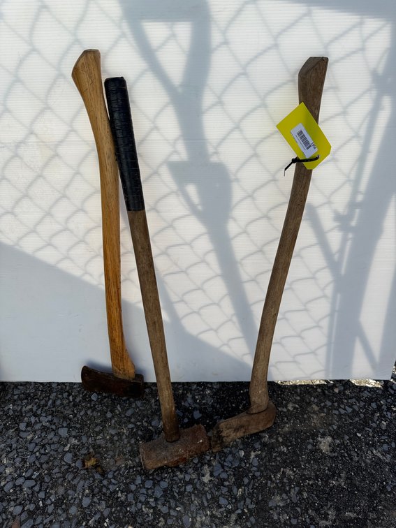 Single-Bit Axes and Sledgehammer with Wooden Handles