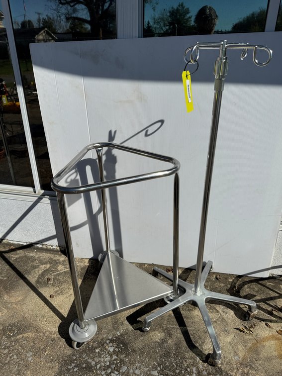 Stainless Steel Hamper Stand and Rolling IV Pole