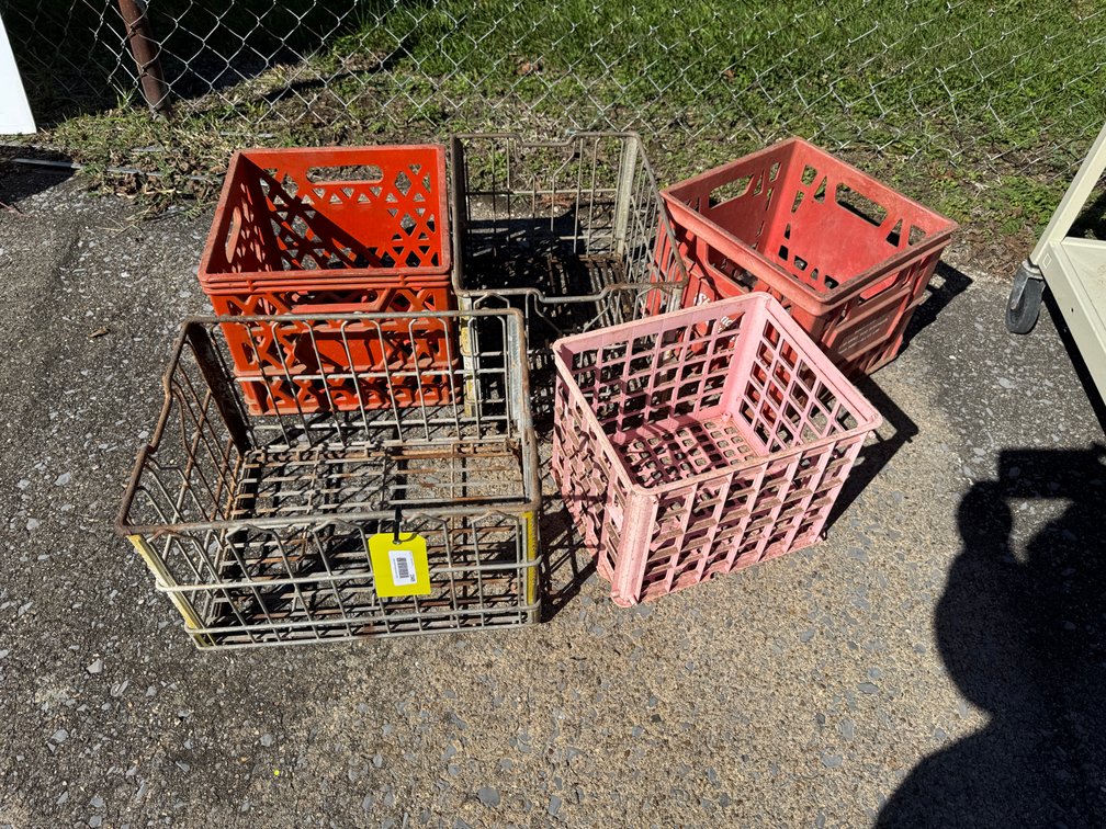 Metal Wire and Plastic Milk Crates