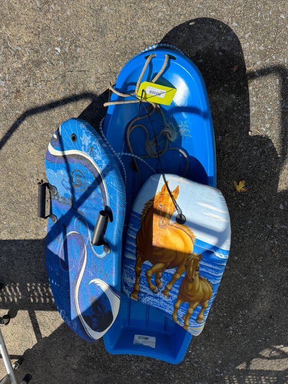 Molded Plastic Toboggan and Foam Snow Sleds