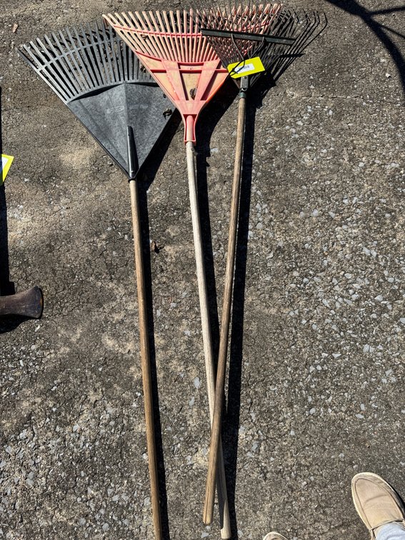 Three Lawn and Leaf Rakes