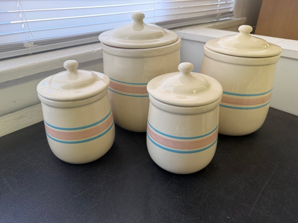 McCoy Striped Ceramic Kitchen Canisters