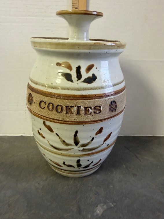 Glazed Speckled Stoneware Cookie Jar with Lid