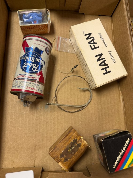 Novelty Can, Toy Truck, Puzzle Cube, and Collectibles