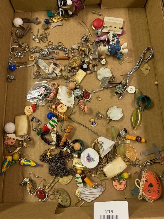 Costume Jewelry, Brooches, Novelty Charms, and More