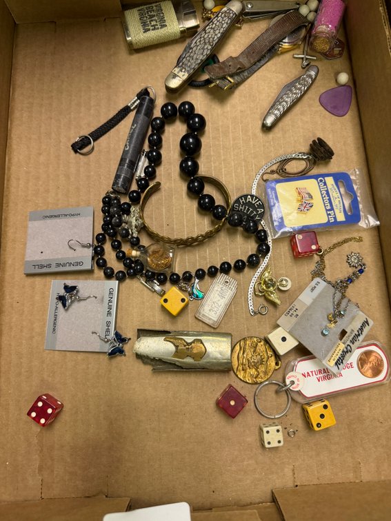 Pocket Knives, Wristwatch, Jewelry, Lapel Pins, and More