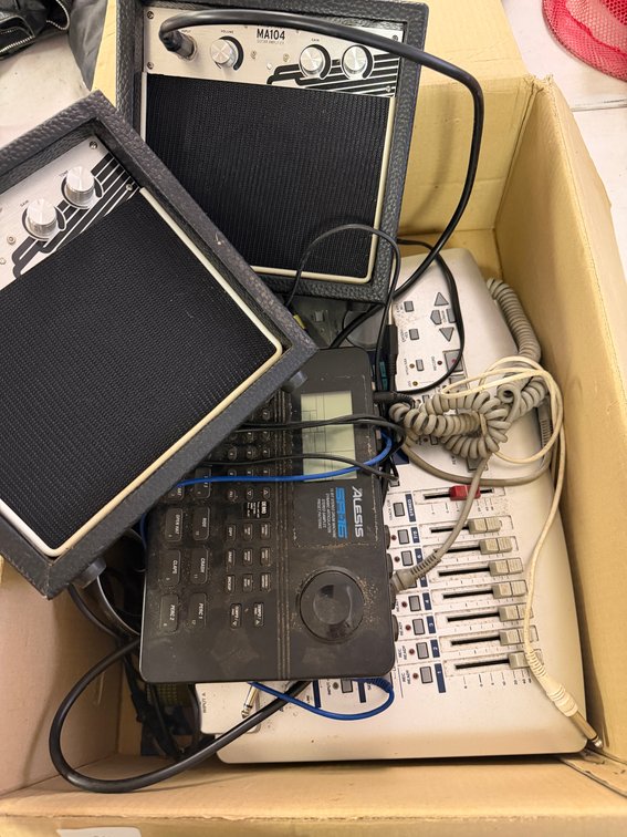Multitrack Recorder, Drum Machine, and Guitar Amplifiers