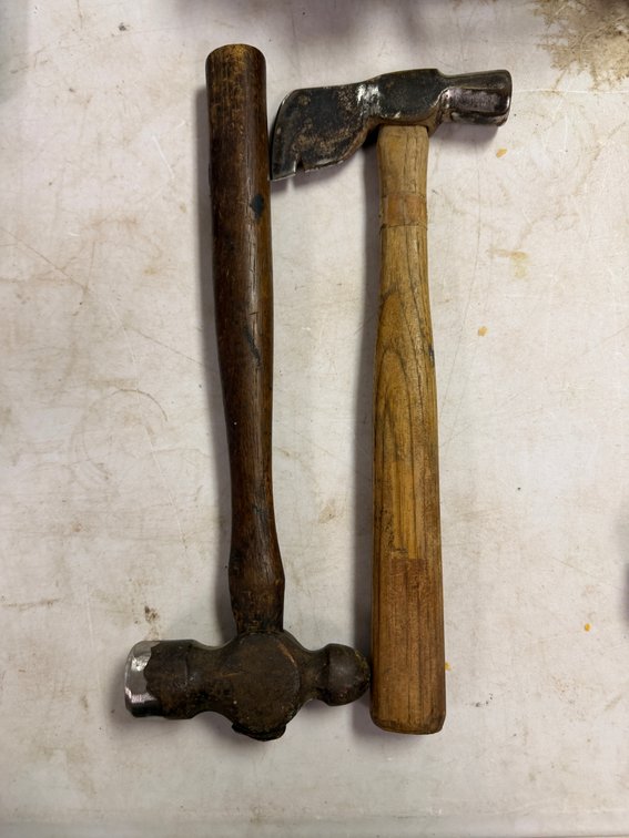 Ball-Peen Hammer and Half Hatchet with Wood Handles