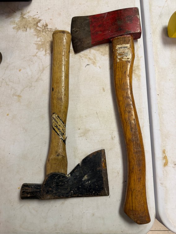 Half-Hatchet and Camp Axe with Wooden Handles