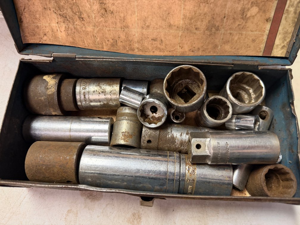 Metal Toolbox with Deep and Standard Drive Sockets