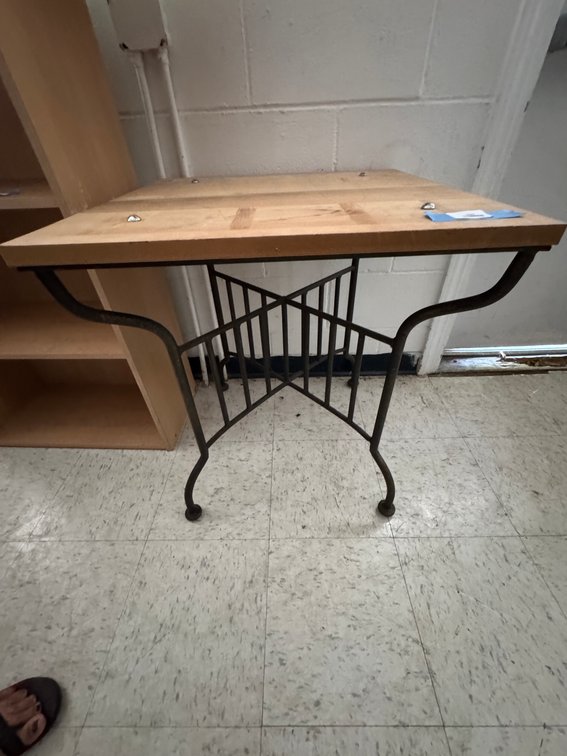 Wood and Metal Accent Table with Spindle Stretcher