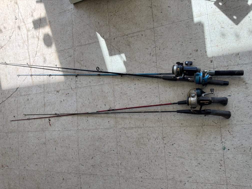 Four Fishing Rods with Spincast and Spinning Reels
