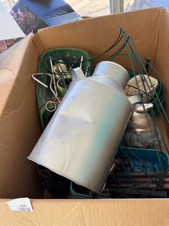 Metal Milk Can, Garden Gnome, Plant Supports, and More