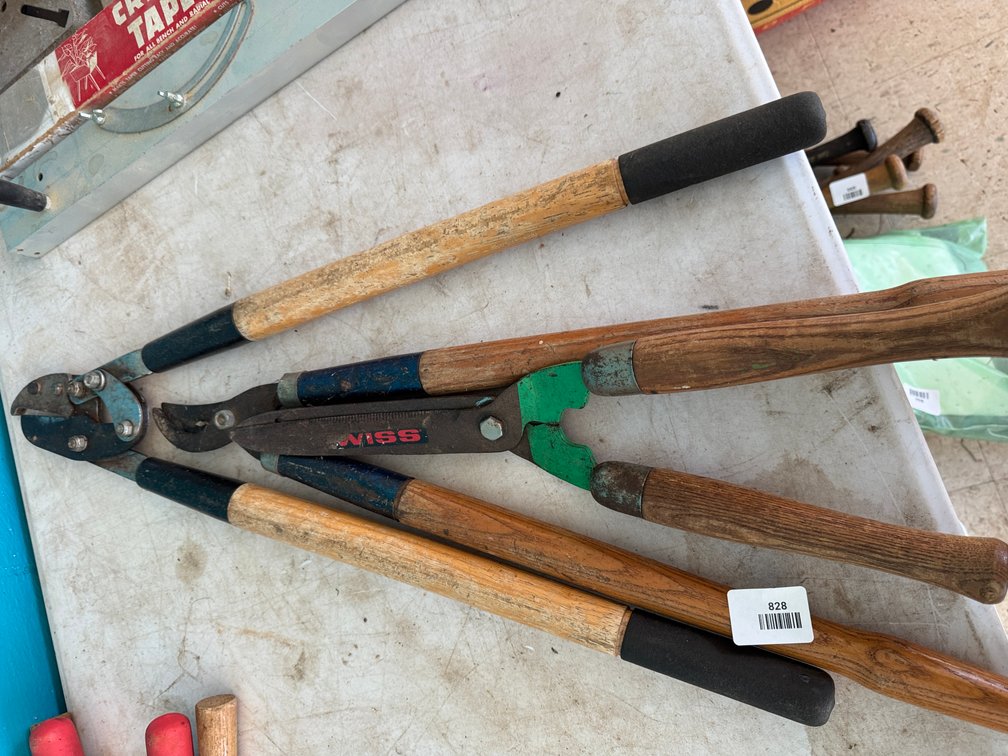 Garden Loppers and Hedge Shears with Wood Handles