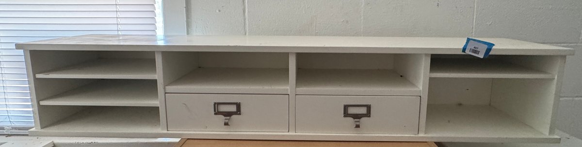 White Desktop Organizer Shelf Unit with Drawers