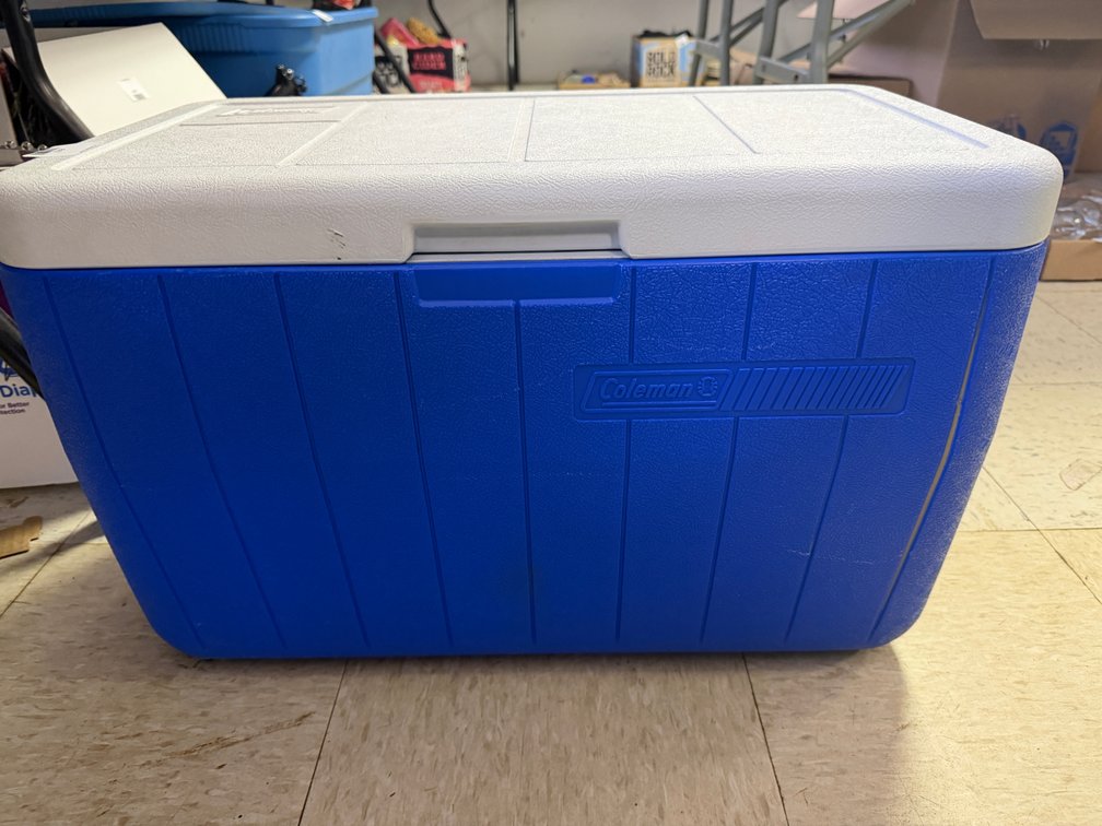 Coleman Blue and White Plastic Chest Cooler