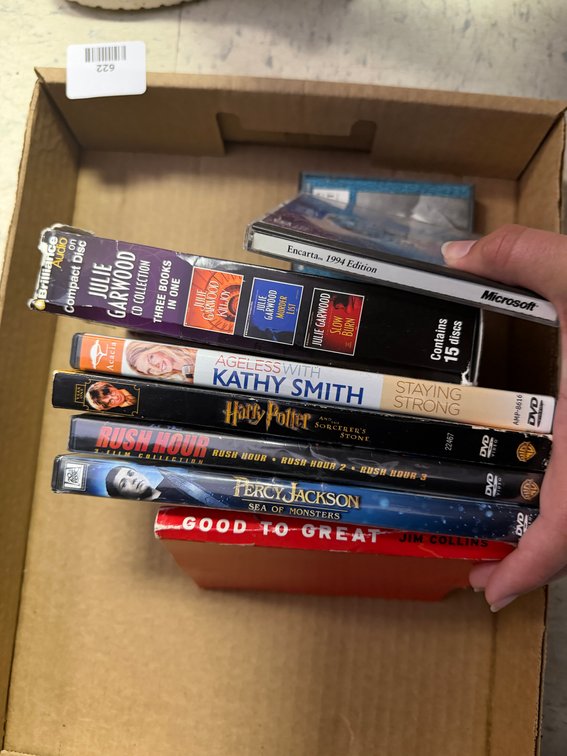DVDs, Audiobook CD Collection, CD-ROM, and Hardcover Book