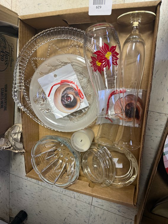 Pressed Glass Tableware, Vases, and Holiday Decor