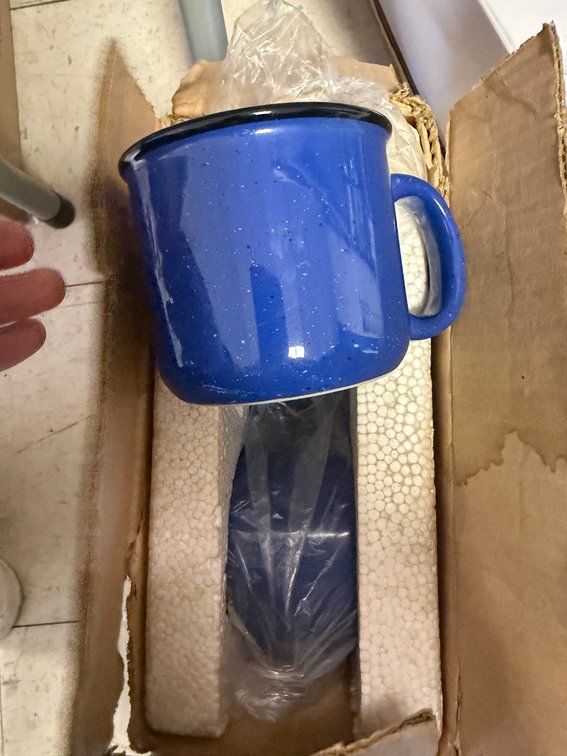 Marlboro Unlimited Blue Speckled Mugs with Shipping Box