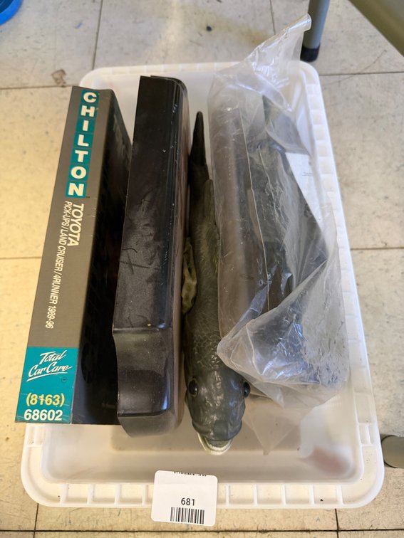 Automotive Repair Manual, Novelty Fish Plaque, and Console Accessory