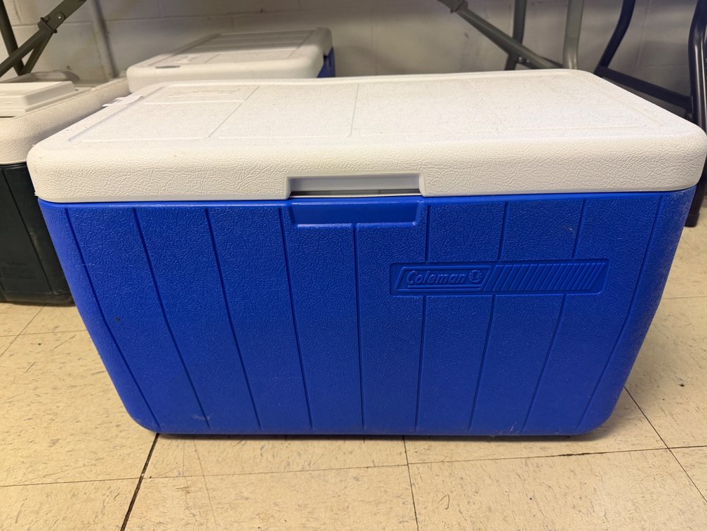 Coleman Blue and White Plastic Chest Cooler