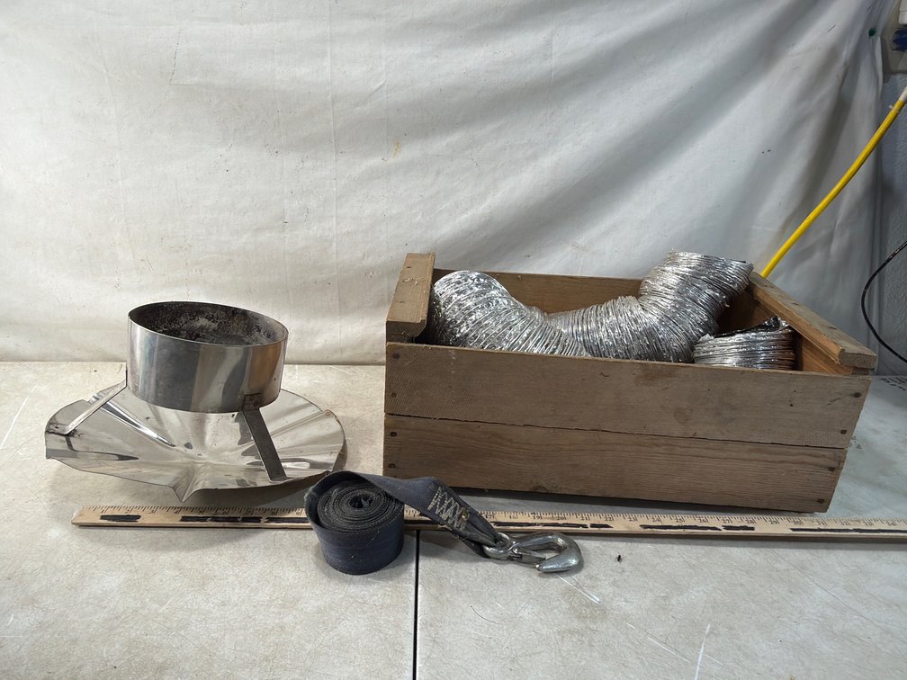 Metal Vent Cap, Flexible Aluminum Duct, and Webbing Strap