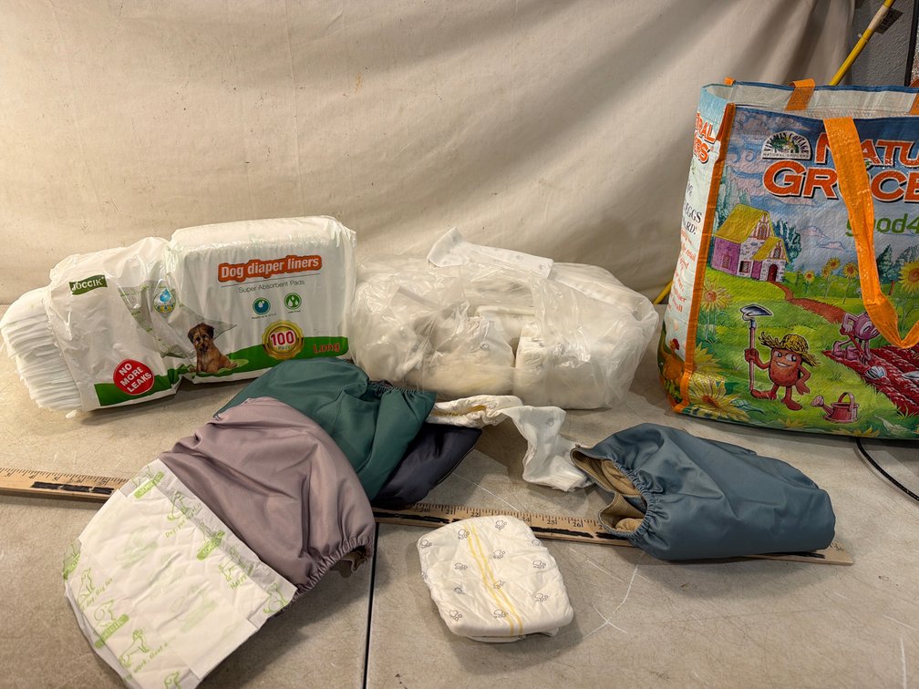 Dog Diaper Liners, Washable Diaper Covers, and Tote Bag