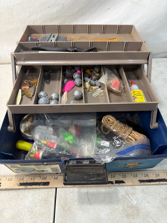 Tackle Box, Fishing Lures, Bobbers, and Sinkers