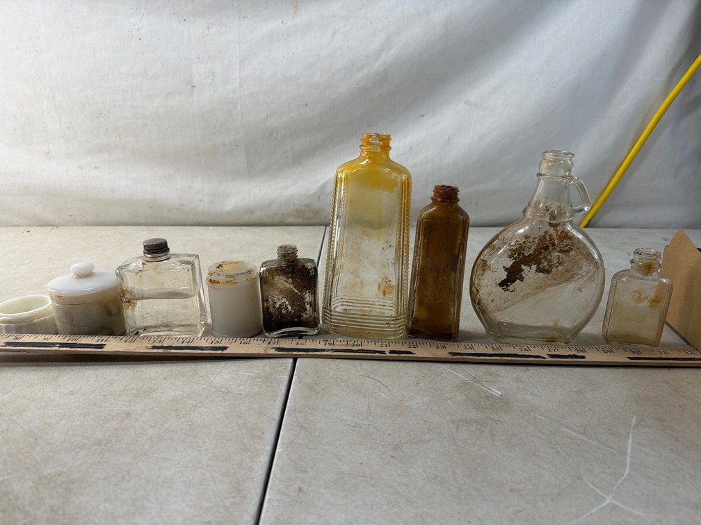 Old Glass Bottles and Milk Glass Jars